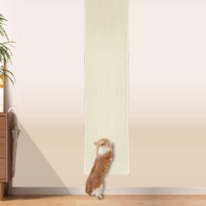 70.9"x 15.7" Thickened Extra Large Cat Wall Climbing Carpet with 10pcs Fixed Nails, Durable Cat Wall Furniture, Wall Scratcher, Scratching Post, Couch Sofa Protector, White