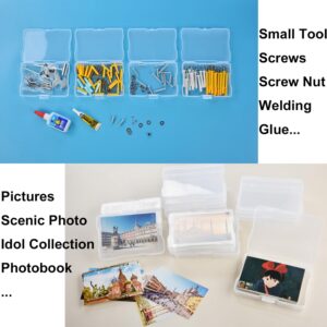 Haundry Photo Storage Box with 16 Inner 4" x 6" Photo Case, Portable Storage Organizer with Handle Craft Keeper for Picture, Stickers, Stamps, Screws, Hair Clips, Clear