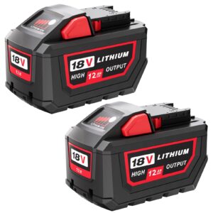 12000mah replacement for milwaukee m18 battery replacement for 18v 12.0 ah lithium-ion high output battery 48-11-1865 48-11-1862,48-11-1820,compatible with 18 volt power tools and chargers 2pack