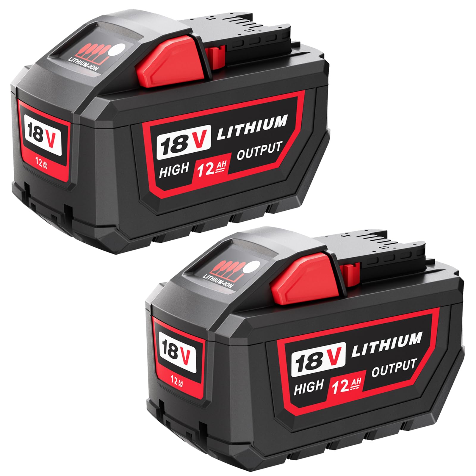 12000mAh Replacement for Milwaukee M18 Battery Replacement for 18V 12.0 Ah Lithium-Ion High Output Battery 48-11-1865 48-11-1862,48-11-1820,Compatible with 18 Volt Power Tools and Chargers 2Pack