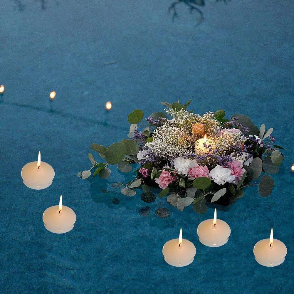 3 inch Floating Candles,12Pack White Dripless Wax Unscented Wax 13-15Hours Burning, Wedding Party Candles,for Centerpieces Suitable for Cylindrical Vases,Swimming Pool,Restaurant Decoration