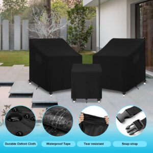 3-Piece Outdoor Veranda Patio Garden Furniture Cover Set, 600D Oxford cloth waterproof 3 Pieces Patio Set Cover, anti-UV 3 Piece Patio Furniture Covers, tear resistant, with storage bag