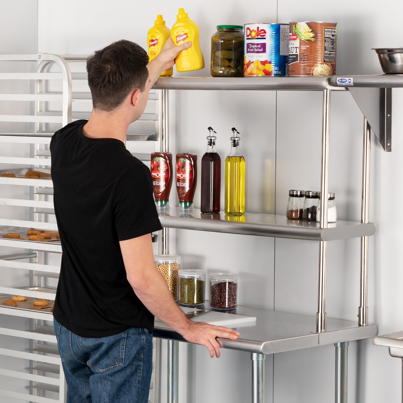 HARDURA Stainless Steel Overshelf 12X72 Inches, NSF Commercial Double Shelf for Prep Work Table in Restaurant, Home and Kitchen