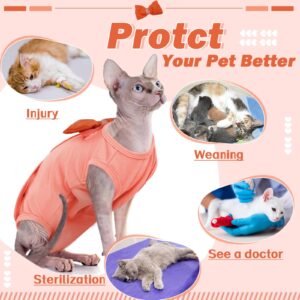 OUOBOB Cat Recovery Suit, Cat Onesie for Cats After Surgery Female Male, Cone of Shame Alternative Surgical Spay Suit, Cat Body Suit Preventing Cats from Licking Wounds Weaning Neuter Orange L