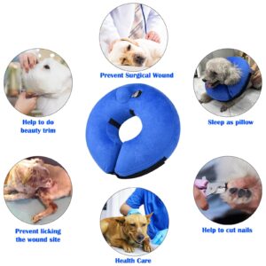 BGGo Inflatable Dog Cone Collar for Dogs After Surgery, Self-Inflating Soft Adjustable Blow up Donut Dog E-Collar for Medium Large Dog and Cats