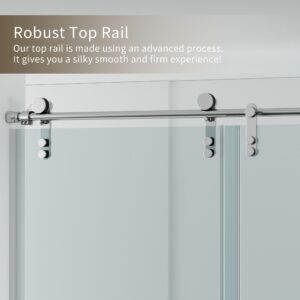 Trumbeak Shower Door 56-60" W x 76" H Frameless Shower Door,Sliding Shower Door with 5/16"(8mm) Clear Tempered Glass,Glass Shower Door w/Seal Strip Parts and Handle,Stainless Steel Hardware,Silvery