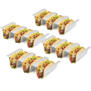 Taco Holder Set of 4-Taco Holders for 3 Tacos Stainless Steel Taco Stand Tray Shell Holder Taco Party Metal Taco Holder Taco Stands Set of 4,Taco Rack-Easy to Clean Dishwasher Safe,Street Taco Ready