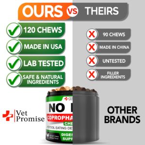 Vet Promise No Poo Chews for Dogs - Coprophagia Stool Eating Deterrent for Dogs - Prevent Dog from Eating Poop - Stop Eating Poop - Probiotics & Digestive Enzymes Supplement - Made in USA