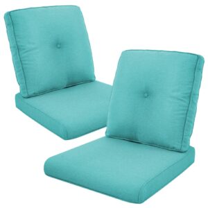 rilyson patio cushions for outdoor furniture - high back and deep seating outdoor cushion for patio chairs sofa couch loveseat water resistant(teal/2 set/button)