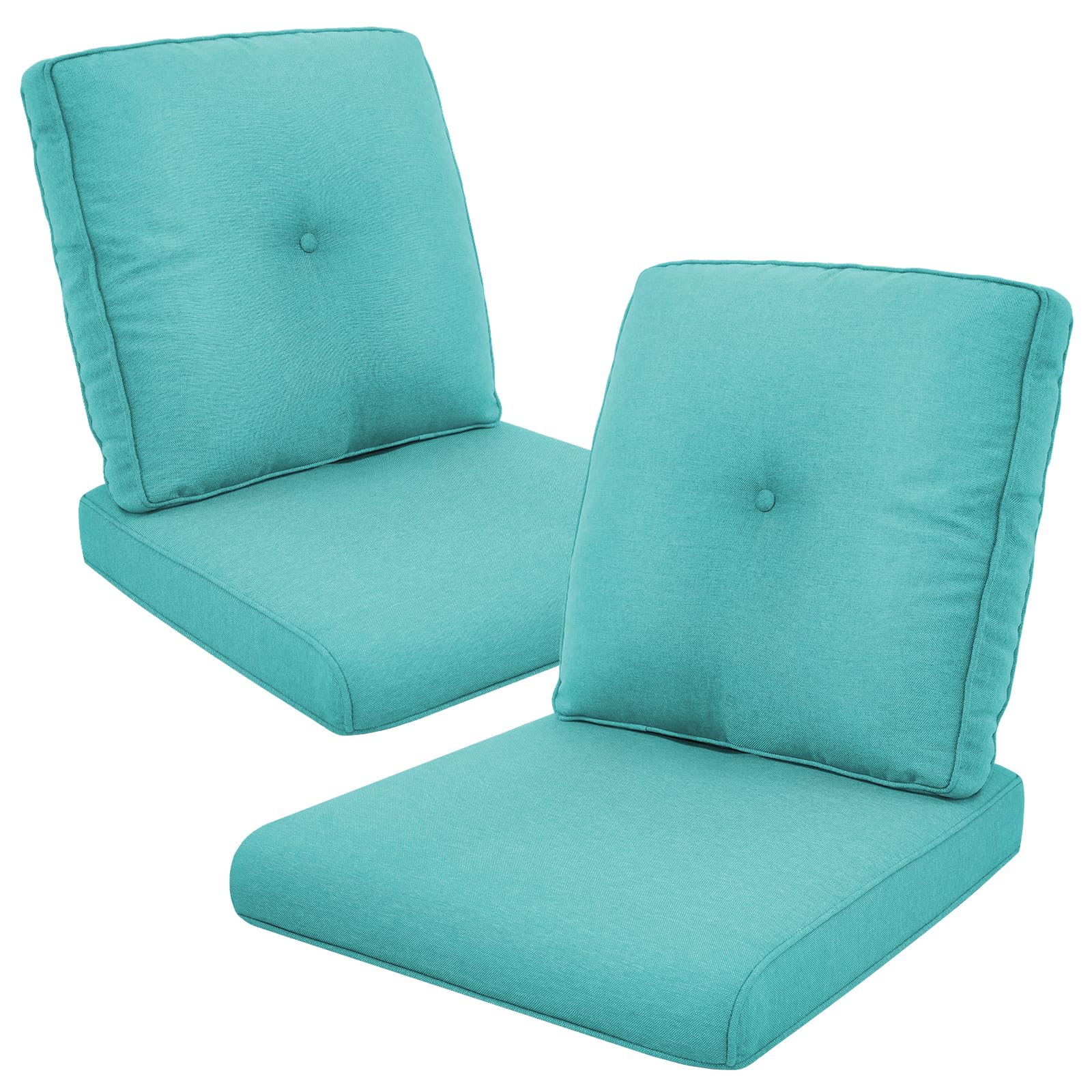 Rilyson Patio Cushions for Outdoor Furniture - High Back and Deep Seating Outdoor Cushion for Patio Chairs Sofa Couch Loveseat Water Resistant(Teal/2 Set/Button)