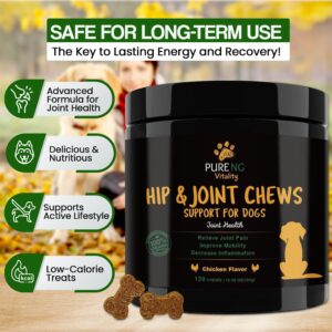 Dog Hip and Joint Supplement - 120 Chicken Flavored Chews | Includes Glucosamine Chondroitin for Dogs | Joint Supplement for Dogs | Dog Vitamins and Supplements | Dog Pain Relief Anti Inflammatory