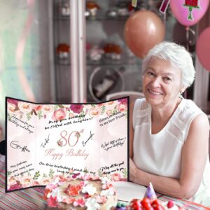 Vlipoeasn 80th Birthday Guest Book Alternative, Black and Pink 80th Birthday Party Decorations for Women, Creative Diamond 80th Birthday Signature Book, Cheers to 80 Year Old Birthday Party Supplies