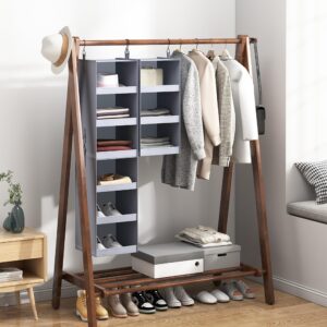 FLYBOX Hanging Closet Organizer, Collapsible Closet Hanging Organizer, 3 Shelf Sturdy Hanging Shelves for Closet & Ideal for RV,Camper Bed Side Closets Gray, 29 ¾" H X 12" W X 12" D, 1-Pack