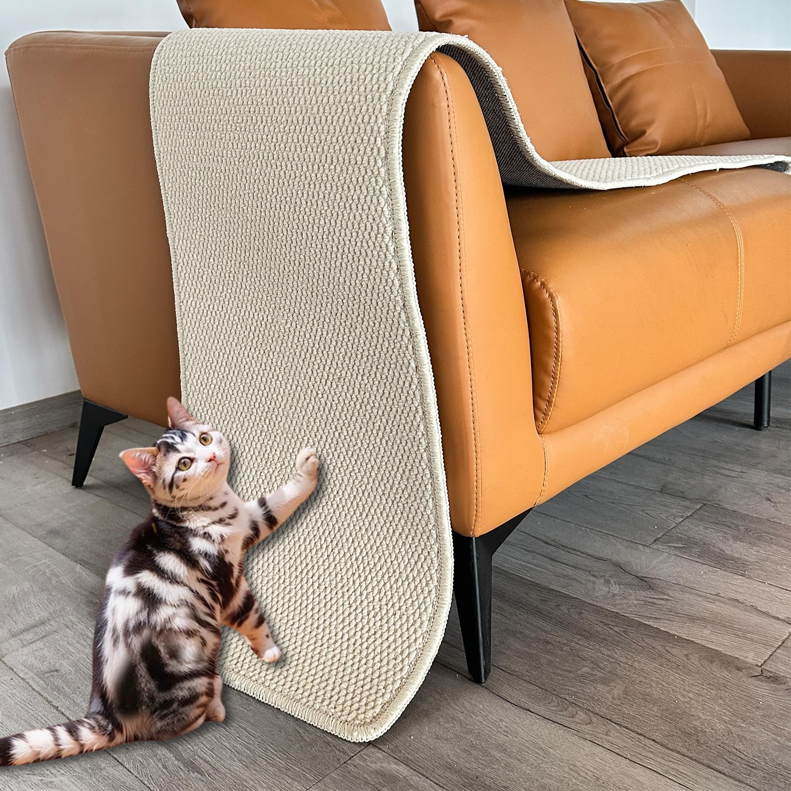 70.9"x 15.7" Thickened Extra Large Cat Wall Climbing Carpet with 10pcs Fixed Nails, Durable Cat Wall Furniture, Wall Scratcher, Scratching Post, Couch Sofa Protector, White