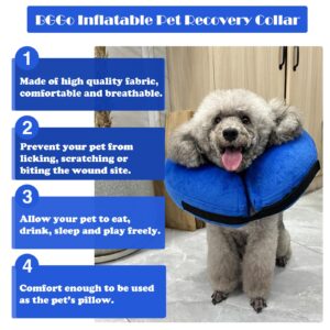 BGGo Inflatable Dog Cone Collar for Dogs After Surgery, Self-Inflating Soft Adjustable Blow up Donut Dog E-Collar for Medium Large Dog and Cats