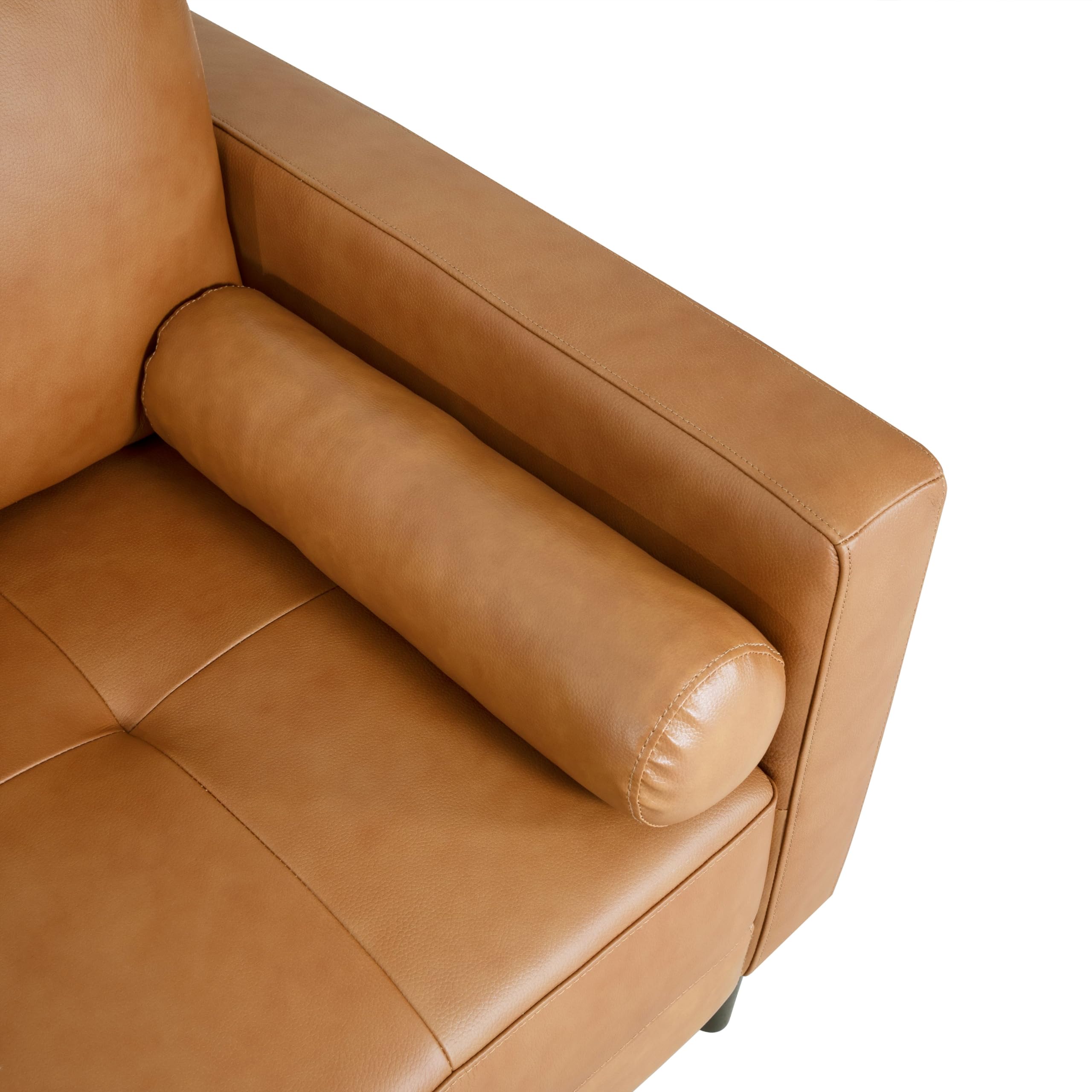 Naomi Home Genuine Leather Loveseat Sofa - Revel in Exquisite Leather Opulence - Unparalleled Luxury Mid-Century Leather Couch- Embodiment of Cozy Lounging and Contemporary Design, Tan