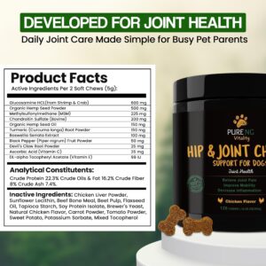 Dog Hip and Joint Supplement - 120 Chicken Flavored Chews | Includes Glucosamine Chondroitin for Dogs | Joint Supplement for Dogs | Dog Vitamins and Supplements | Dog Pain Relief Anti Inflammatory