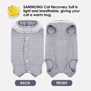 SAWMONG Cat Surgery Recovery Suit,Breathable Cat Onesie for Skin Diseases,After Surgery Spay Surgical Abdominal Wound,E-Collar Alternative