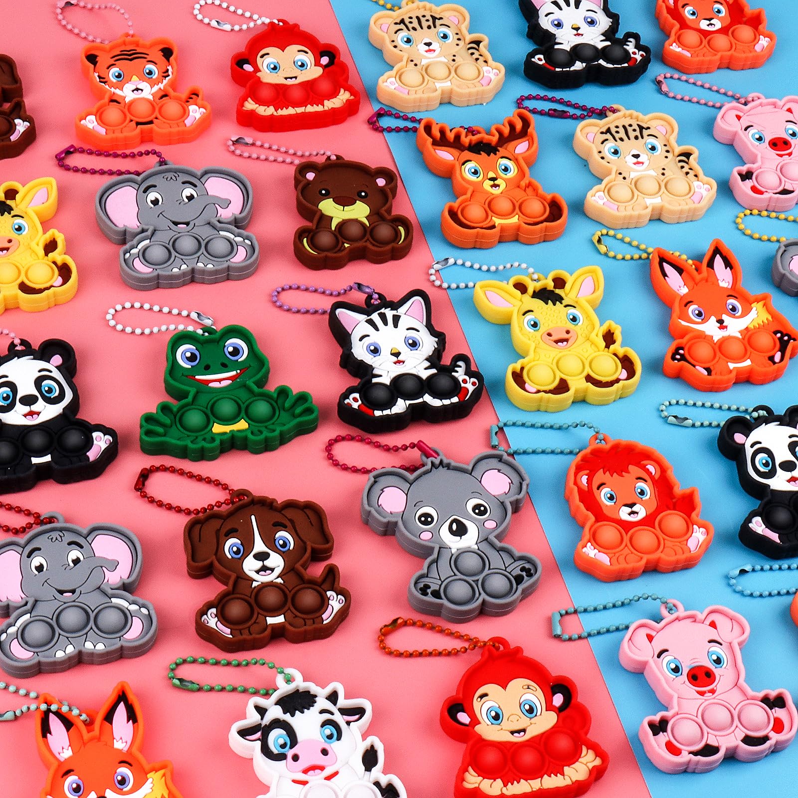 Kids Party Favors 16PCS Animal Mini Pop Keychain,Goodie Bags Stuffers for Kids,Birthday Party Favors,Pinata Stuffers,Stocking Stuffers,Classroom Prizes for Kids