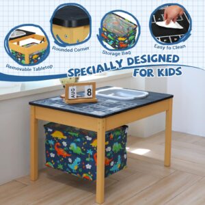 Dollate 3 in 1 Kids Activity Table for Play Study Dining,Sand Play Table with Detachable Sink,Toddler Sensory Table with Storage Bin