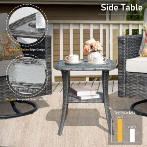 HOOOWOOO Wicker Patio Conversation Sets,8 Piece Outdoor Furniture Set with Swivel Rocking Chairs,All Weather Resistant Modern Outside Out Door Rattan Couch Chairs Side Table Set,Beige