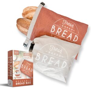 modkitchn reusable bread bags for homemade bread, 2-pack xl sourdough bread bags, freezer safe bread container, bread storage for homemade bread, perfect bread making accessories