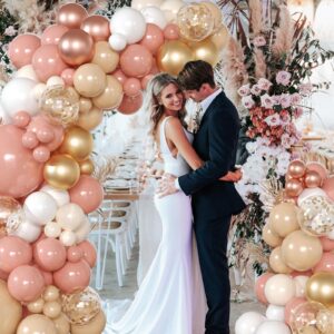 139pcs Blush Pink Balloons Garland Arch Kit rose gold balloon Retro Dusty Pink Pastel Orange baby shower decorations wedding decorations bridal shower decorationsBirthday decoration