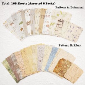 168 Sheets Scrapbook Paper and Embossed Textured Paper Assorted Set - 6 Pack Mixed Special Paper for Scrapbooking Planner Bullet Junk Journal Supplies Collage Card Embellishment 2.4x3.2, 3.4x4.9 Inch