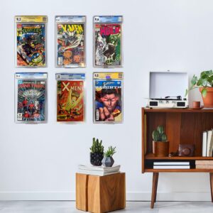 12pcs Clear Floating Comic Book Display Shelves, Comic Book Shelf Stand Wall Mount Display, Comics Books Case Frame Holder, Comic Book Showcase Display Case