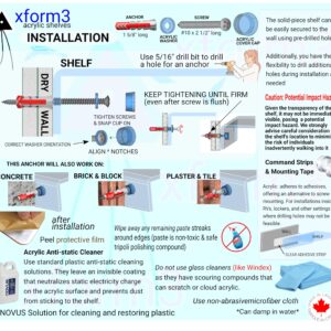 Xform3 4 inch Long, Floating Shelf, Clear Acrylic, Customizable! (2" deep)