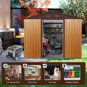 LUSPAZ 6ft x 8ft Outdoor Metal Storage Shed with Metal Floor Base,Air Vent,Sliding Doors and Padlock Patio Shed All Accessory Included Easy to Assemble for Backyard