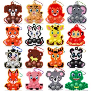 kids party favors 16pcs animal mini pop keychain,goodie bags stuffers for kids,birthday party favors,pinata stuffers,stocking stuffers,classroom prizes for kids