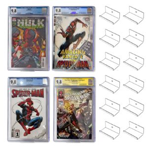 12pcs clear floating comic book display shelves, comic book shelf stand wall mount display, comics books case frame holder, comic book showcase display case