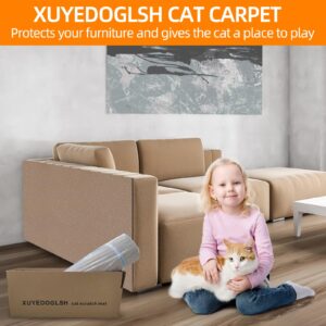 XUYEDOGLSH Cat Scratch Mat，Cat Scratch Carpet Trimmable Self-Adhesive Cat Scratch Pad,Decorative Cat Tree Shelf，Cat Wall，Cat Scratching Post,Cat Couch Protector 78.7"x15.8"