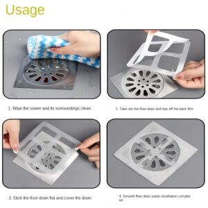 Disposable Shower Drain Hair Catcher Mesh Stickers, 50 Pack Disposable Shower Drain Cover, Mesh Drain Cover, Disposable Shower Drain Cover for Bathroom Bathtub, Bathroom Accessories