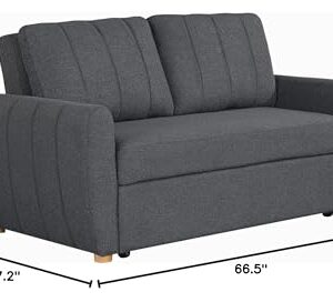 Serta Galway Convertible Loveseat, Charcoal