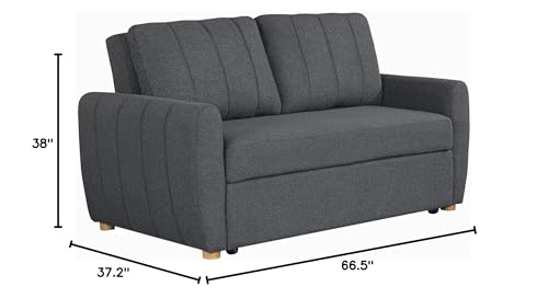 Serta Galway Convertible Loveseat, Charcoal