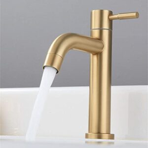 Brushed Gold Bathroom Basin Single Hole Cold Handle Shower Head Faucet Bath for Kitchen Sink Water Tap Toilet Hardware