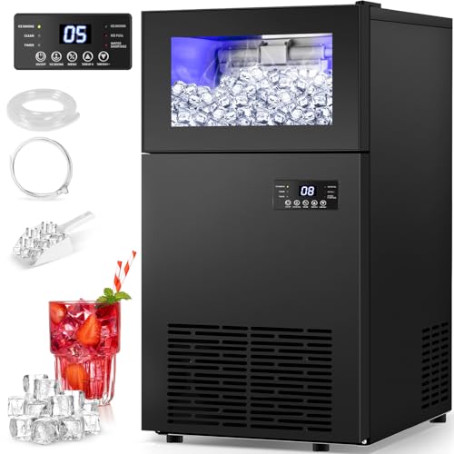 Upgraded Commercial Ice Maker Machine 130 LBS/24H, 15" Wide Under Counter Ice Maker with 35LBS Ice Capacity, Built-in or Freestanding Large Ice Machine Self Clean for Restaurant Home Bar Outdoor