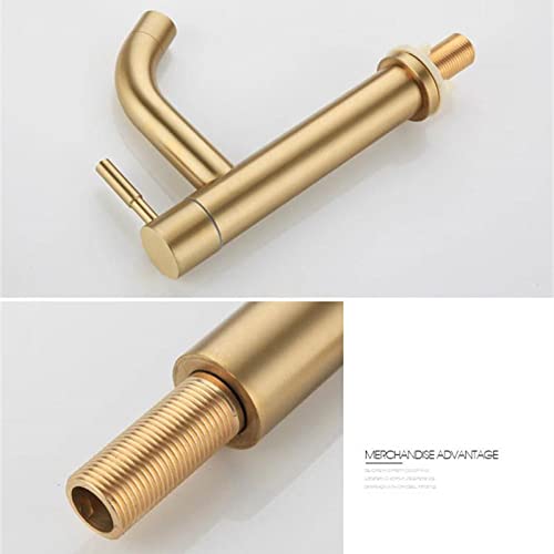 GeRRiT Brushed Gold Bathroom Basin Single Hole Cold Handle Shower Head Faucet Bath for Kitchen Sink Water Tap Toilet Hardware