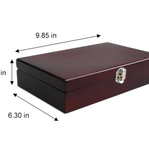 Lutong Wooden Storage Box with Hinged Lid and Front Clasp for Craft Gifts storage box - 9.85" x 6.30" x 2.25"