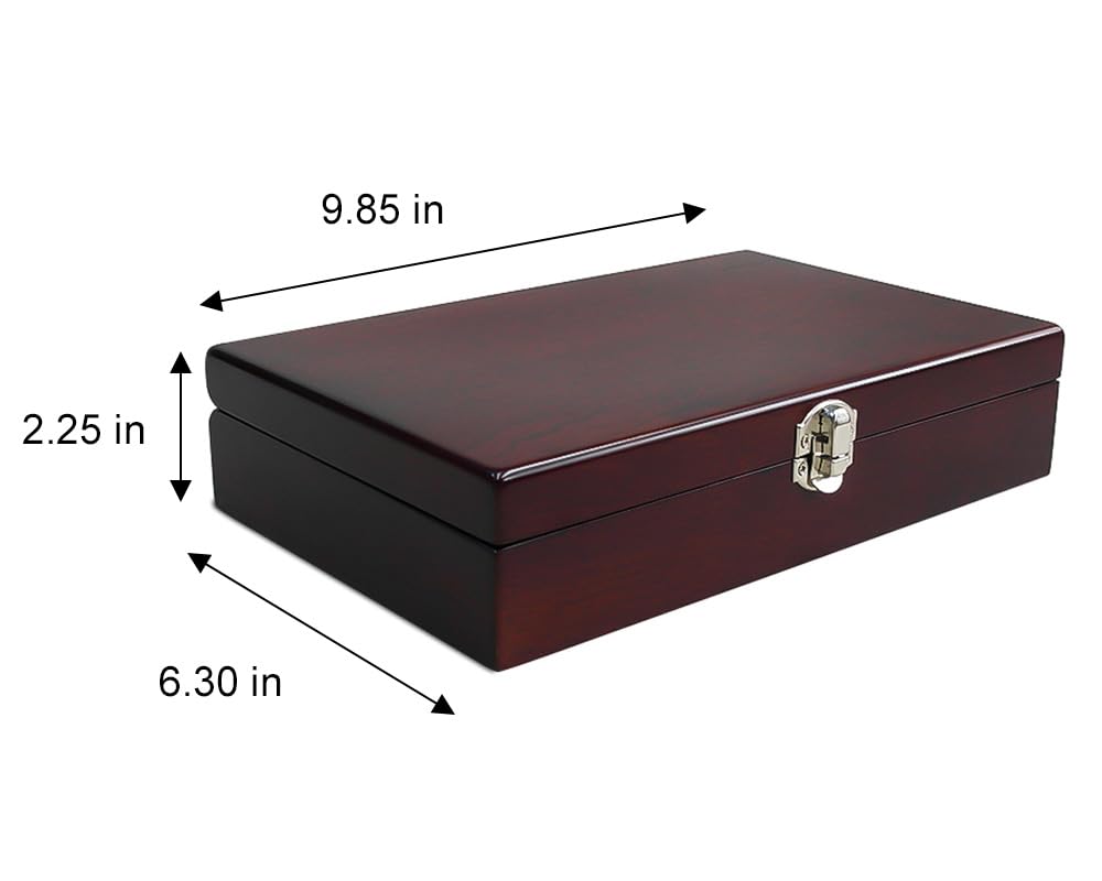 Lutong Wooden Storage Box with Hinged Lid and Front Clasp for Craft Gifts storage box - 9.85" x 6.30" x 2.25"