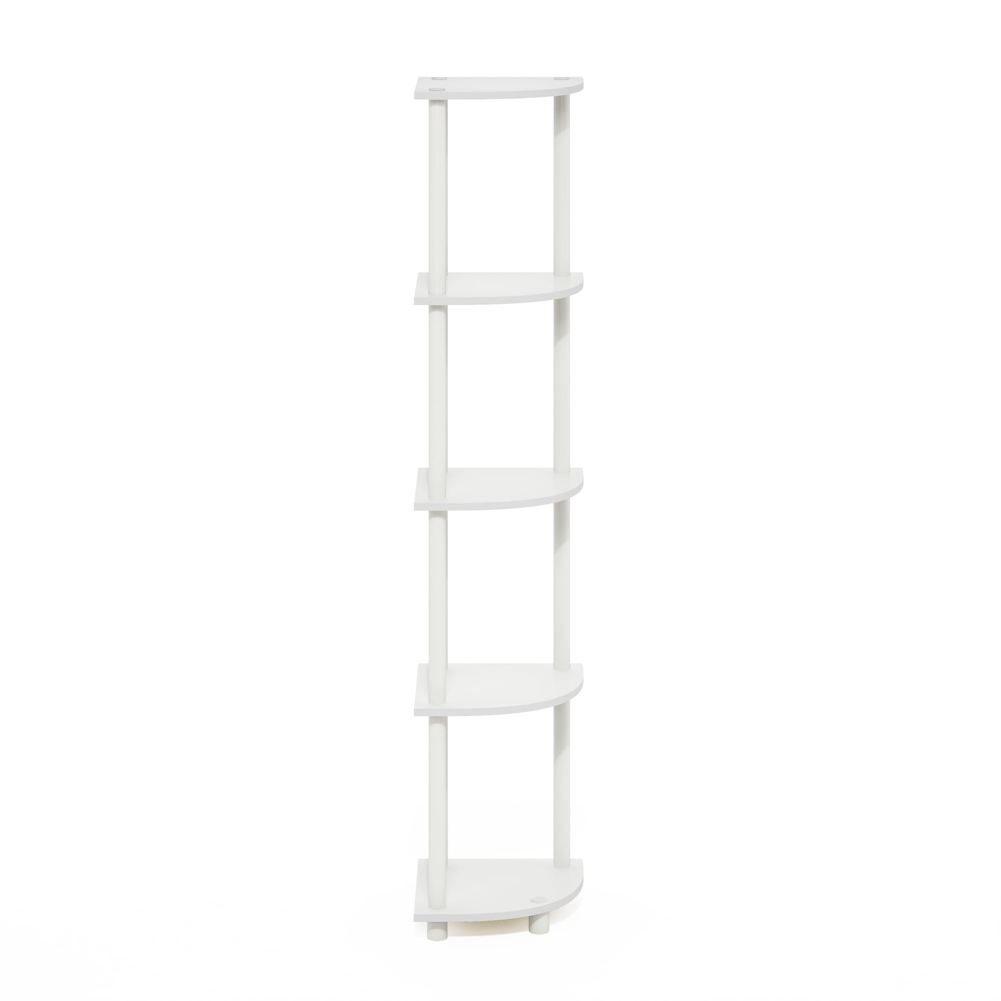 Furinno Turn-N-Tube 5 Tier Corner Display Rack Multipurpose Shelving Unit, White/White