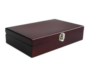 lutong wooden storage box with hinged lid and front clasp for craft gifts storage box - 9.85" x 6.30" x 2.25"