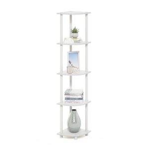 Furinno Turn-N-Tube 5 Tier Corner Display Rack Multipurpose Shelving Unit, White/White