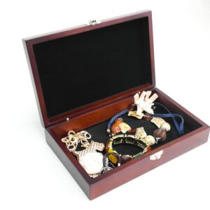 Lutong Wooden Storage Box with Hinged Lid and Front Clasp for Craft Gifts storage box - 9.85" x 6.30" x 2.25"