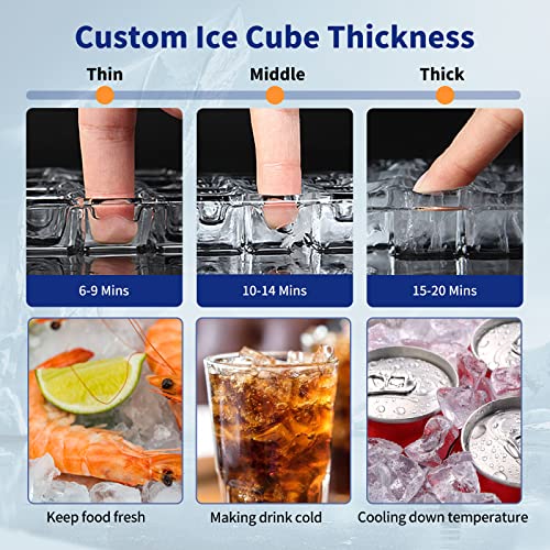 Upgraded Commercial Ice Maker Machine 130 LBS/24H, 15" Wide Under Counter Ice Maker with 35LBS Ice Capacity, Built-in or Freestanding Large Ice Machine Self Clean for Restaurant Home Bar Outdoor