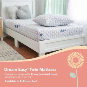 Lullaby Earth Dream Easy™ Kids Mattress - Twin Firm Mattress for Kids with Supportive Innerspring - Universal Comfort Mattress for Trundle Bed and Bunk Bed - 38" x 75" x 8"