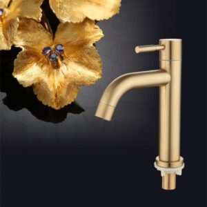 Brushed Gold Bathroom Basin Single Hole Cold Handle Shower Head Faucet Bath for Kitchen Sink Water Tap Toilet Hardware