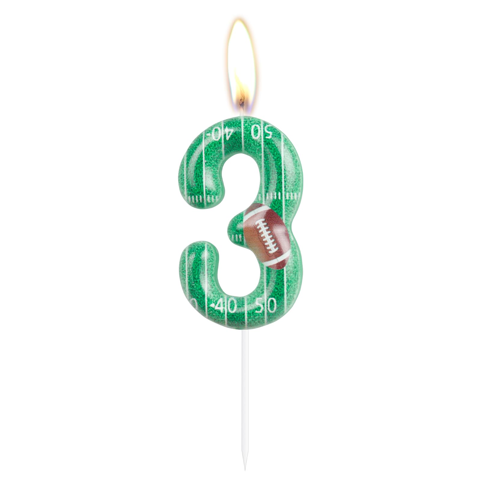 ZHIHUI Birthday Candle Sports-Themed Party Decorations, America Football Happy Birthday Candles for Cake Decorating, Boys Girls Kids Birthday Cake Topper Reunions Theme Party Supplies (Number 3)